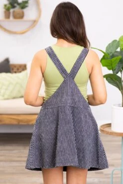 Black Pinstripe Built In Shorts Skirtall -Staccato Shop 3D4A2140 92e26ece 6e51 4d10 aec7 4459910d8c25