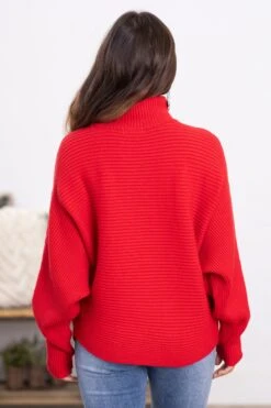 Red Horizontal Ribbed Turtleneck Sweater -Staccato Shop 3D4A2173 04e94ff1 f910 4973 8fde 7d8dbc65a25f