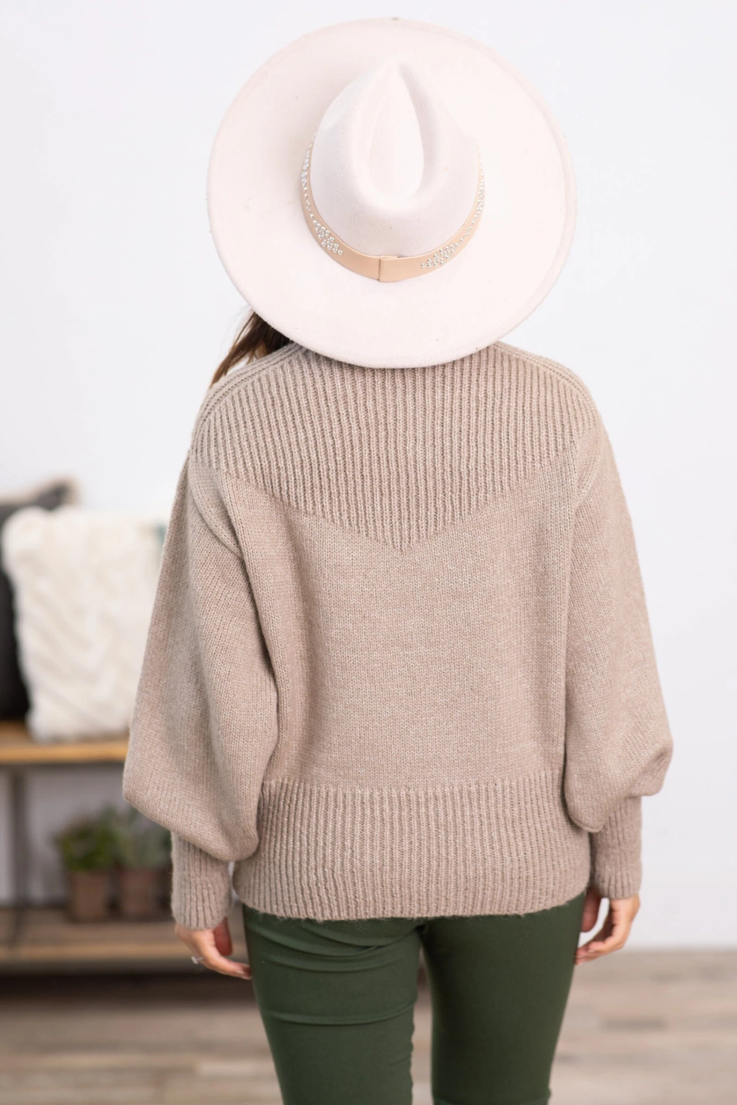 Mocha Balloon Sleeve Mock Neck Sweater 6 Mocha Balloon Sleeve Mock Neck Sweater - Image 4