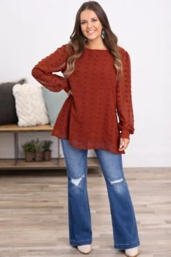 Rust Swiss Dot Long Sleeve Top -Staccato Shop 3D4A2273 efcab1c5 93af 48de b34d ae7a26494f81