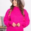 Hot Pink Balloon Sleeve Mock Neck Sweater -Staccato Shop 3D4A2313 b554e21e 656f 4e56 9811 b642ebd89001