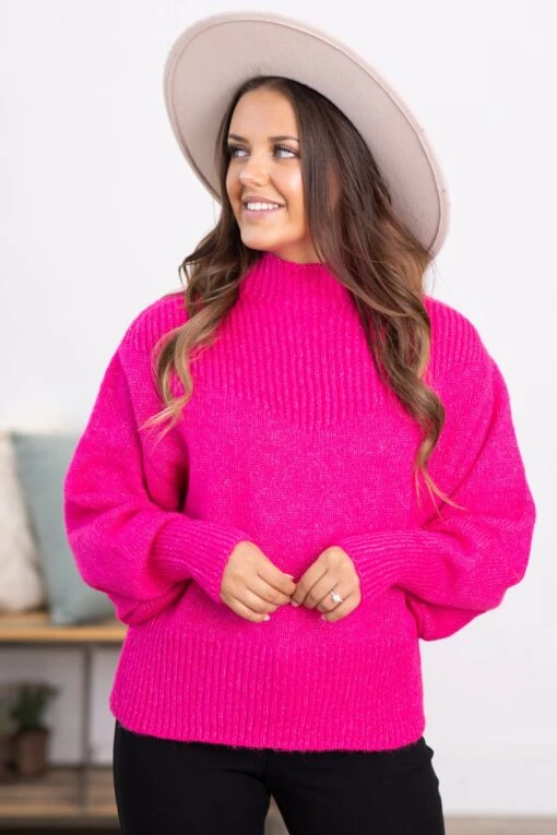 Hot Pink Balloon Sleeve Mock Neck Sweater 5 Hot Pink Balloon Sleeve Mock Neck Sweater -Staccato Shop 3D4A2313 b554e21e 656f 4e56 9811 b642ebd89001