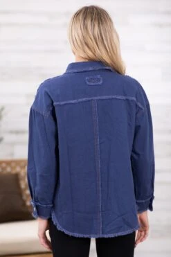 Dark Wash Fray Hem Drop Shoulder Denim Jacket -Staccato Shop 3D4A2348 0044cfd1 1461 4df6 9a2f 5a4b07b994c2