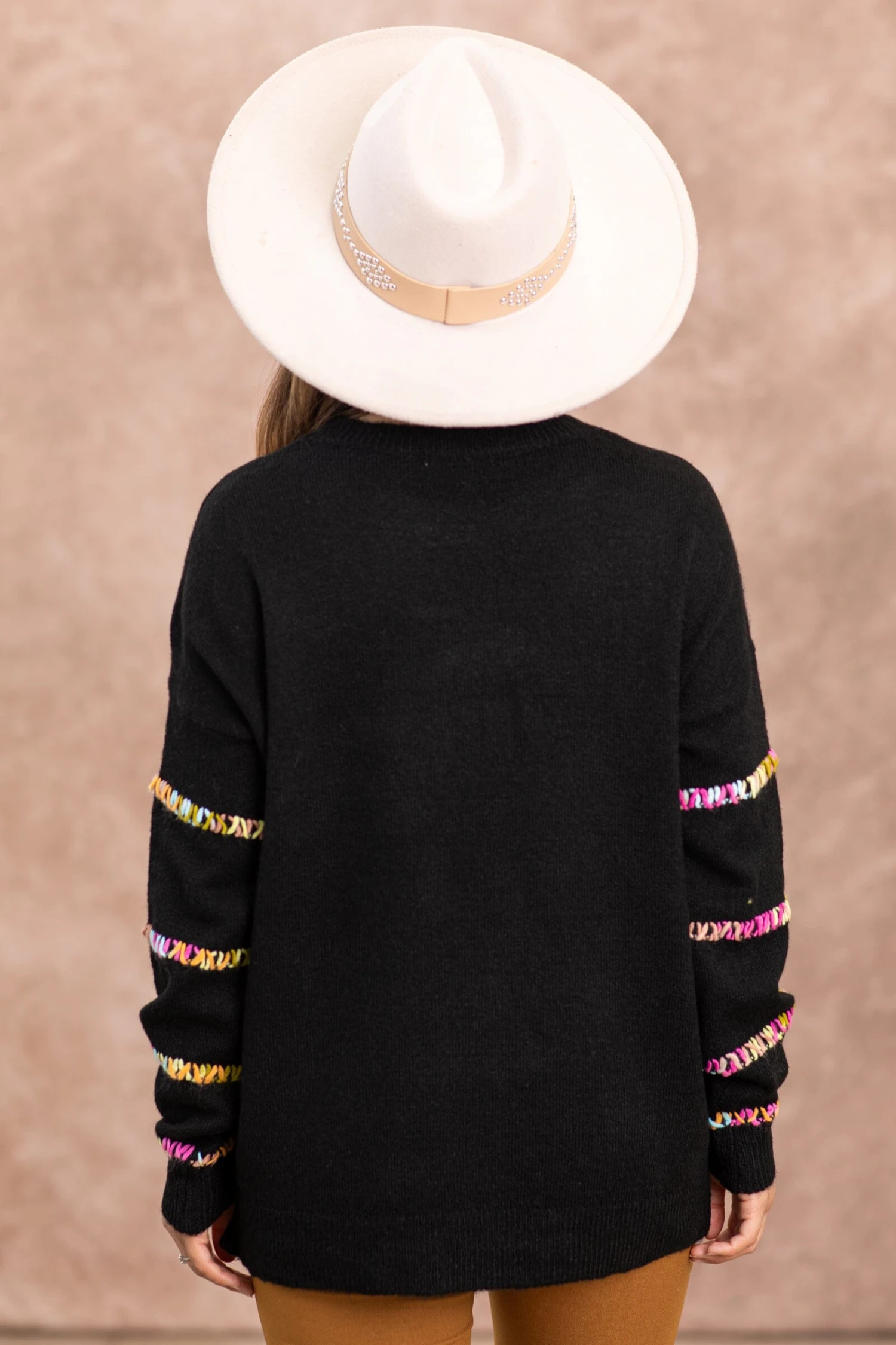 STACCATO Black Sweater With Multicolor Stitch Detail 6 STACCATO Black Sweater With Multicolor Stitch Detail - Image 4