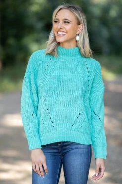 Turquoise Mock Neck Sweater