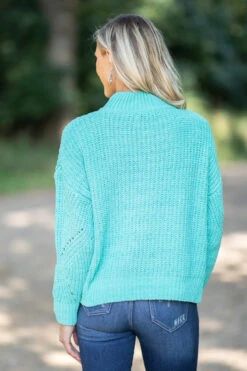 Turquoise Mock Neck Sweater -Staccato Shop 3D4A2517 380c1157 34ac 433c 9074 f62653360a7e