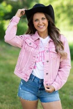 Veveret Blush Washed Denim Jacket