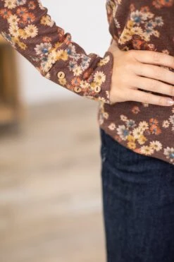 Rust And Tan Floral Print Long Sleeve Top -Staccato Shop 3D4A2584 70c9a92f d93a 41c9 ab10 f1879210366f