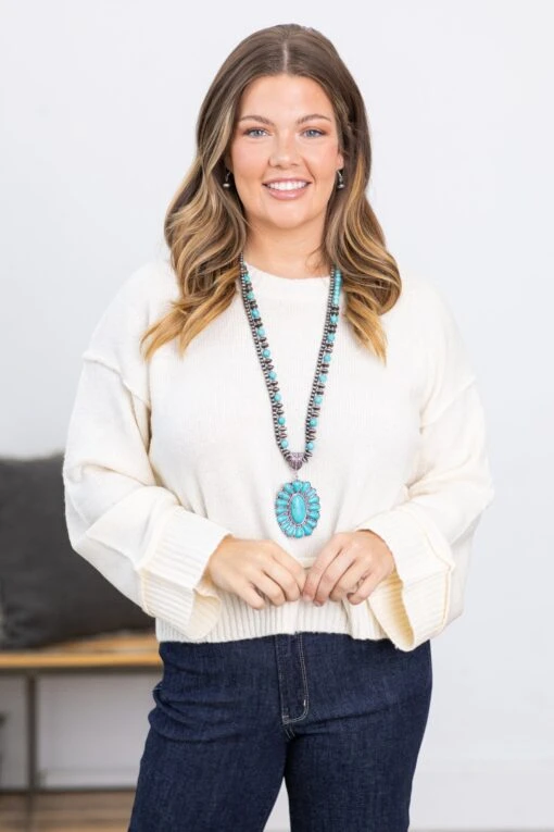 Ivory Ribbed Trim Crew Neck Sweater 3 Ivory Ribbed Trim Crew Neck Sweater -Staccato Shop 3D4A2615 b8d568a8 ad0b 4d76 9b02 7d17b8f98663