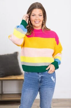 Hot Pink And Yellow Multicolor Stripe Sweater 7 Hot Pink And Yellow Multicolor Stripe Sweater -Staccato Shop 3D4A2665 dbfc0a25 a203 4a7f b771 273aaa2442be