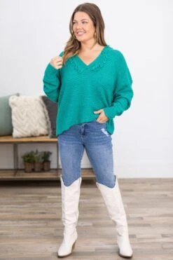 Dark Mint Hooded Sweater With Fringe -Staccato Shop 3D4A2670 e31962b9 723e 4f6c bfac 614178bc5168