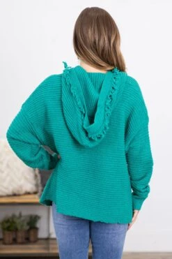 Dark Mint Hooded Sweater With Fringe -Staccato Shop 3D4A2680 ce1ea068 fecf 4f79 92ae 603e9b0cb307