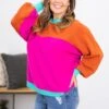 Hot Pink And Orange Colorblock Sweater -Staccato Shop 3D4A2689 ad930463 73c4 4d5e 8998 f9123eb21981