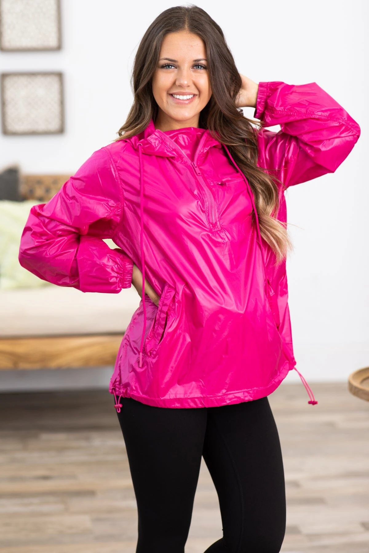 Hot Pink Packable Water Repellant Jacket 3 Hot Pink Packable Water Repellant Jacket