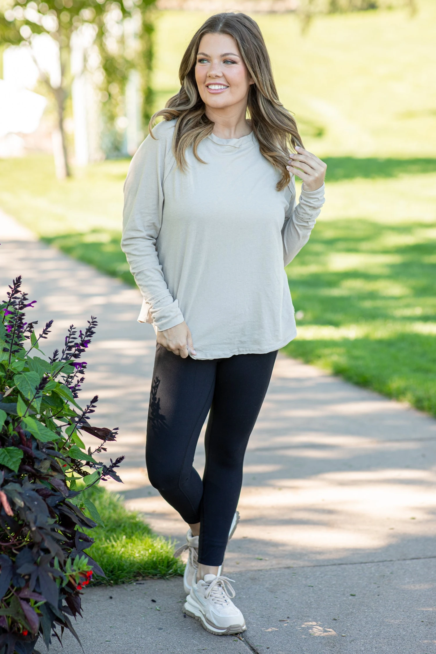Tan Raglan Sleeve Top With Thumbholes 5 Tan Raglan Sleeve Top With Thumbholes - Image 3
