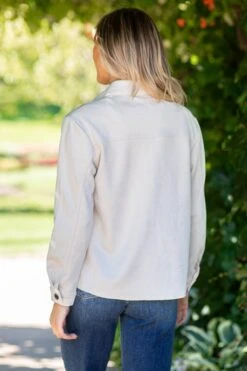 Beige Faux Suede Shacket -Staccato Shop 3D4A3142 279980bf 11aa 4e47 b48e ed5d7faeaa75