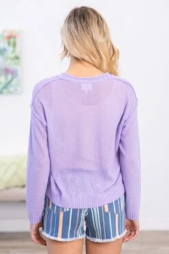 Lavender Raw Edge Drop Shoulder Henley Sweater -Staccato Shop 3D4A3323 7000e740 ac0b 4786 9cce 21cf7fa7994b