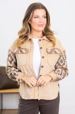 Beige Corduroy Jacket With Aztec Sleeves -Staccato Shop 3D4A3331 56a74136 e46e 408d b2eb d202720eeb3c