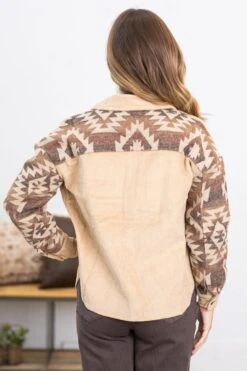 Beige Corduroy Jacket With Aztec Sleeves -Staccato Shop 3D4A3337 b040b574 a82b 4f57 bb7b 17cda1c430a7