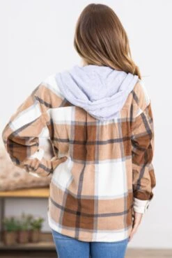 Brown Plaid Fleece Shacket With Hood 9 Brown Plaid Fleece Shacket With Hood -Staccato Shop 3D4A3372 ee330a53 283c 4de3 a291 334978fa4a57