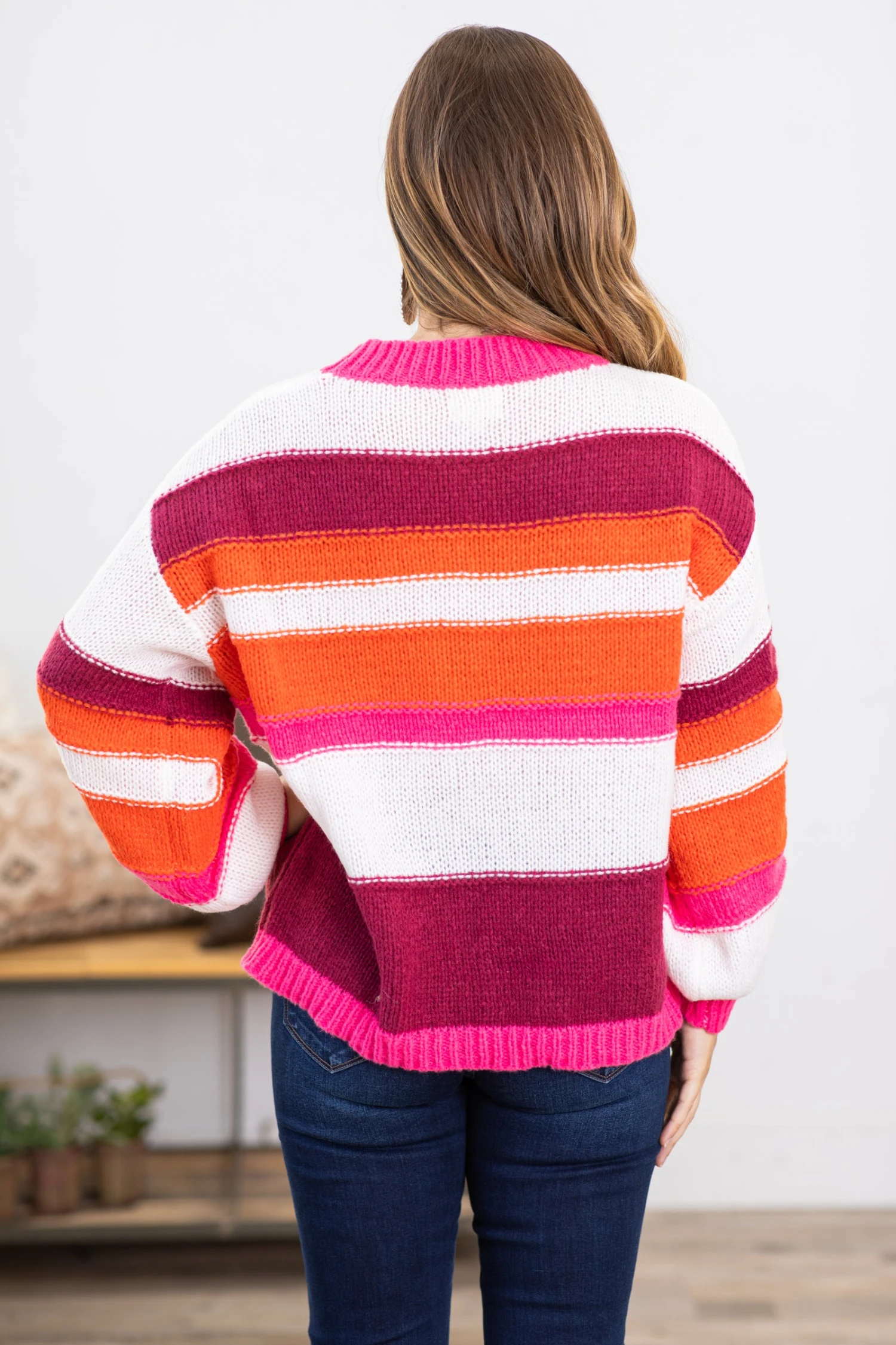 Berry Multicolor Stripe Sweater 6 Berry Multicolor Stripe Sweater - Image 4