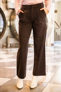Mocha Front Pleat Trouser Pant