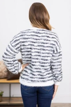 Off White And Black Eyelash Stripe Sweater -Staccato Shop 3D4A3633 1ead600f 9c61 41a8 9275 e4315c01b0da