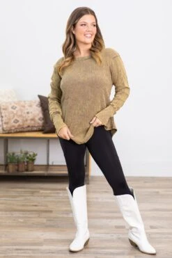 Army Green Washed Baby Waffle Knit Top -Staccato Shop 3D4A3695 4a15adcd d035 4a1d 97de ad4d7e511fc9