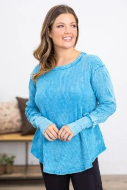 Sky Blue Washed Baby Waffle Knit Top -Staccato Shop 3D4A3716 a65ce4ad a846 4c37 bc68 c62350b47ce6