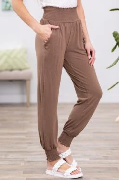 Mocha Smocked Waist Jogger Pants -Staccato Shop 3D4A3733 739a889d 0bff 4968 a5c9 e5c6463d8e11