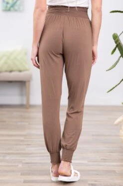 Mocha Smocked Waist Jogger Pants -Staccato Shop 3D4A3734 a65776ed 851a 49b6 af68 6c8cc3cd73fd