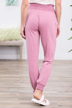 Dusty Rose Smocked Waist Jogger Pants -Staccato Shop 3D4A3746 de17ced6 805f 42a7 a60a 0d2880a744a4