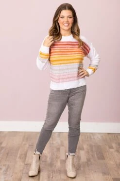 Orange And Mustard Stripe Lightweight Sweater -Staccato Shop 3D4A3783 cb043021 e903 47fd 8e34 75bb469e5fe6