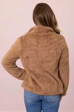 Mocha Sherpa Jacket With Animal Print Trim -Staccato Shop 3D4A3850 28b17e21 c79d 4d16 acf5 96b660435eb2