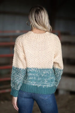 Teal And Beige Heathered Sweater -Staccato Shop 3D4A3880 e5fcb6c9 120c 4bb3 9c76 8896b5d13d72