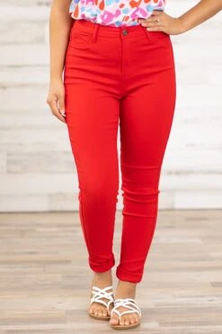 Red Skinny Fit High Rise Pants -Staccato Shop 3D4A3975 62f88edf 5e89 4128 9d15 109933e962d3