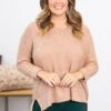 Be Cool Light Taupe V-Neck Lightweight Slouchy Sweater