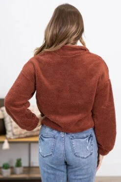 Rust 1/4 Zip Pullover With Pockets -Staccato Shop 3D4A4186 07439573 7479 4942 8c83 502967e57d47