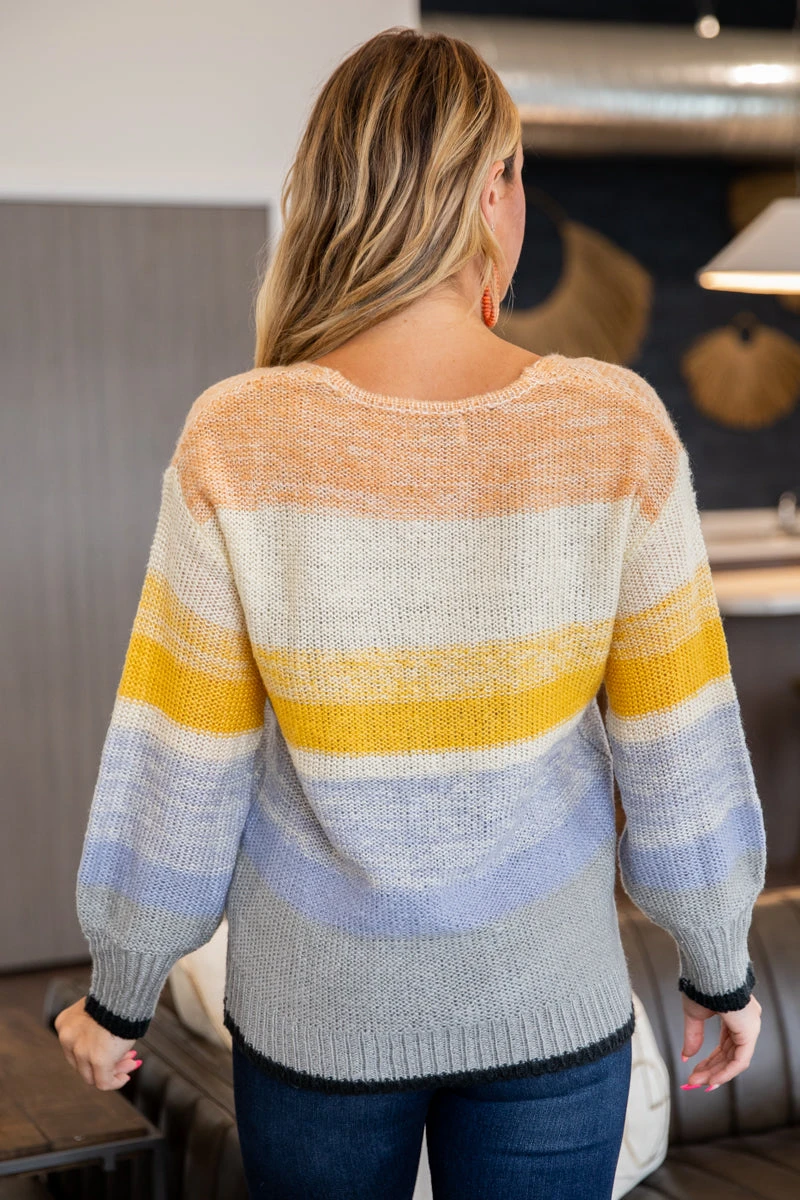 Be Cool Dusty Blue Multicolor Ombre Stripe Sweater 6 Be Cool Dusty Blue Multicolor Ombre Stripe Sweater - Image 4
