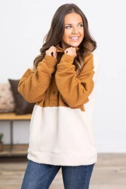 Copper And Beige Sherpa 1/4 Snap Pullover 7 Copper And Beige Sherpa 1/4 Snap Pullover -Staccato Shop 3D4A4597 5a4d7807 41c4 48a5 8e87 cce7b2e8b756