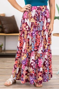 Pink Multicolor Floral Tiered Maxi Skirt 9 Pink Multicolor Floral Tiered Maxi Skirt -Staccato Shop 3D4A4635 8a648ea4 806a 4a82 8409 d00e7112c385
