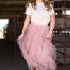 Dusty Rose Tulle Maxi Skirt