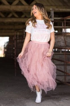 Dusty Rose Tulle Maxi Skirt