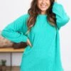 STACCATO Turquoise Ribbed Top With Side Slits -Staccato Shop 3D4A4762 8f0634b9 ba54 478f 9f4a 67b8c0518c63
