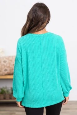 STACCATO Turquoise Ribbed Top With Side Slits -Staccato Shop 3D4A4765 3ffb285d 4408 4689 913f f505c6789d19