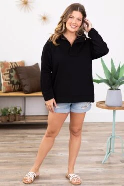 Black 1/4 Snap Pullover With Kangaroo Pocket 8 Black 1/4 Snap Pullover With Kangaroo Pocket -Staccato Shop 3D4A4786 789ca909 e0de 47e2 8502 57ffa38292f7