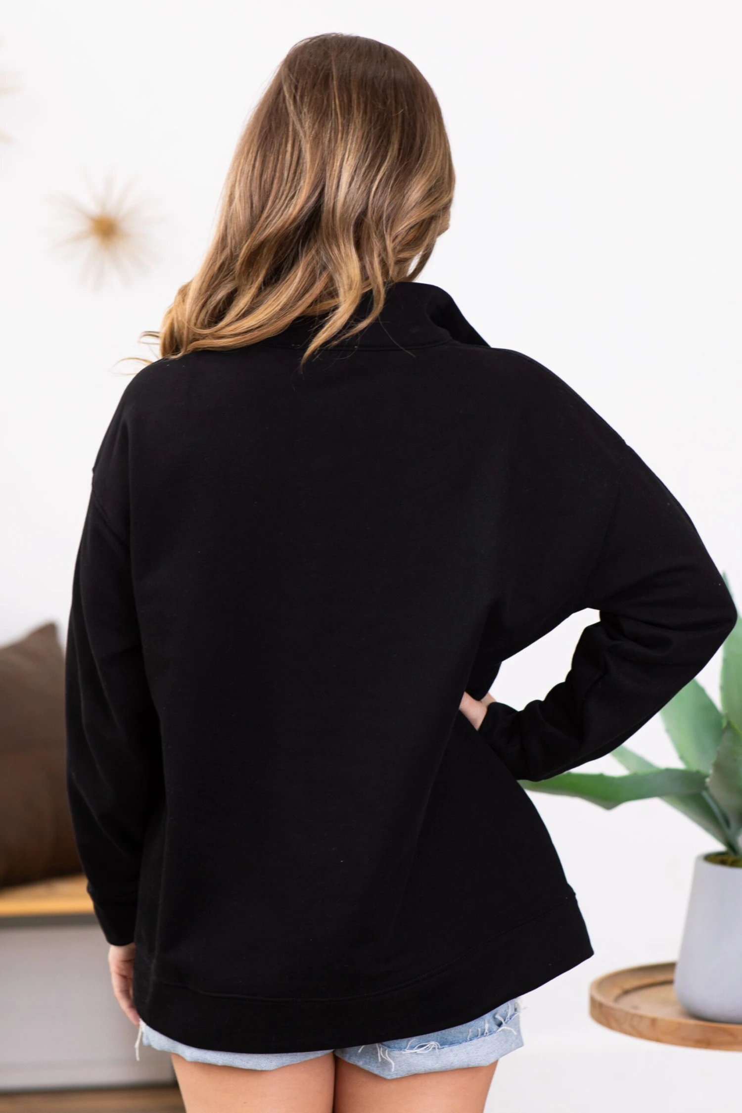 Black 1/4 Snap Pullover With Kangaroo Pocket 6 Black 1/4 Snap Pullover With Kangaroo Pocket - Image 4