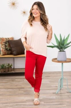 Beige Dolman Sleeve 3/4 Sleeve Top -Staccato Shop 3D4A4811 ac822420 7128 4971 b548 92afd4b23127