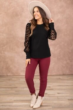 Black Top With Animal Print Burnout Sleeves -Staccato Shop 3D4A5015 c4ad514a 8b19 4430 bdd7 03182b707133