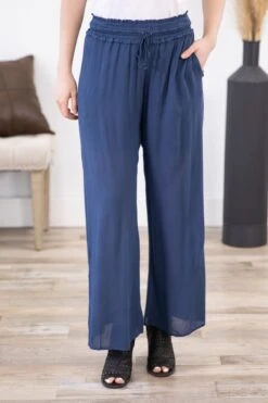 Navy Smocked Waist Pull On Pant -Staccato Shop 3D4A5039 a98a368e 92fa 4ab5 ba21 0729af7c130a